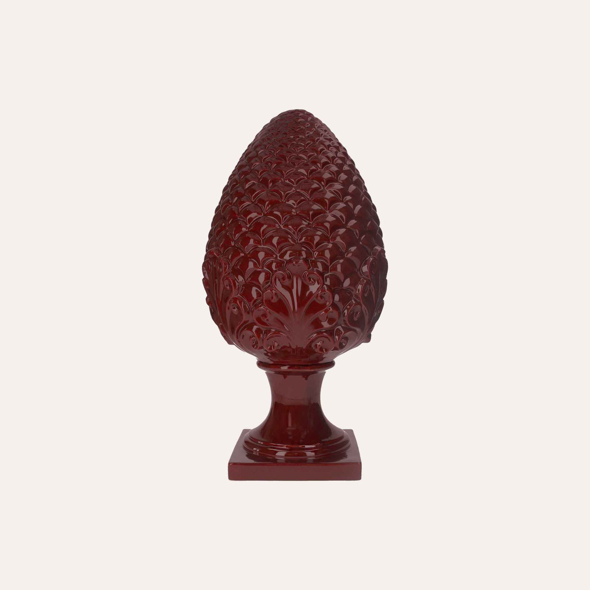 Piña de pino de cerámica burdeos - Al. 60 cm