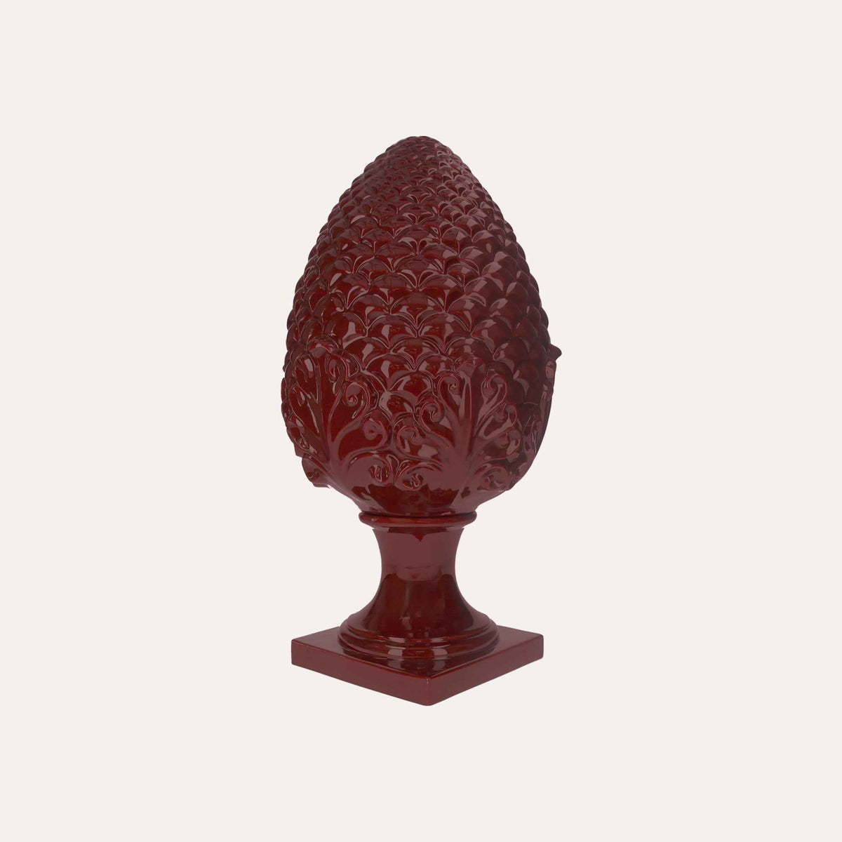 Piña de pino de cerámica burdeos - Al. 60 cm