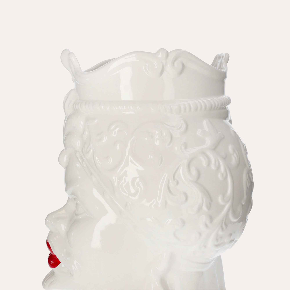 Vaso Testa di Moro Uomo in Ceramica Bianco Lucido
