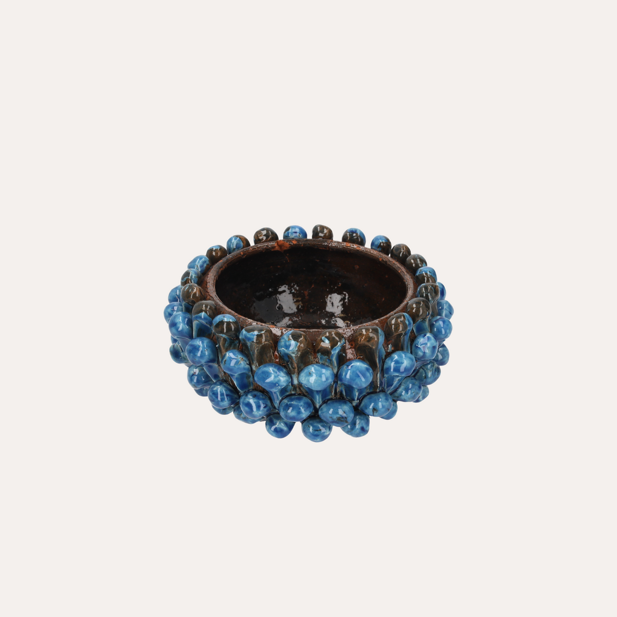 Ciotola Pigna Artigianale in Terracotta Blu H.10x23 cm