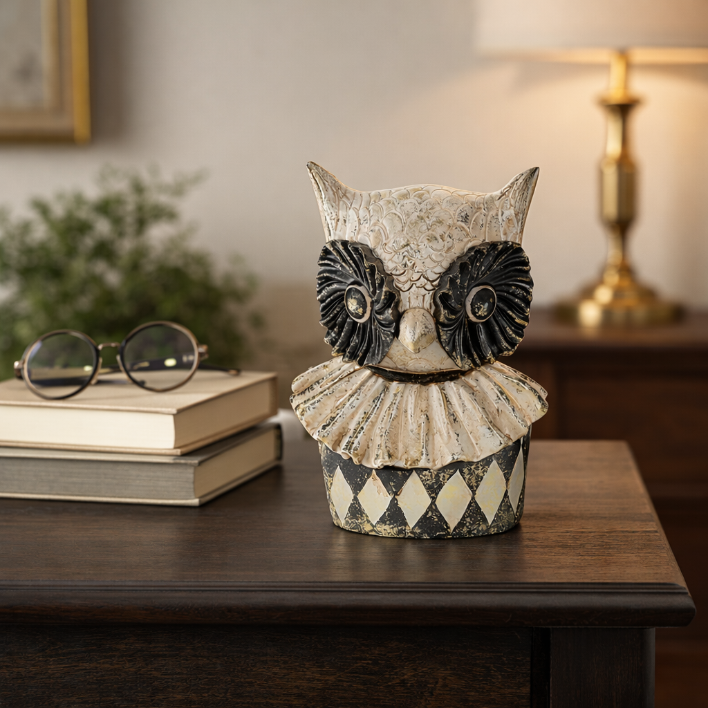 Busto decorativo de búho en resina Al. 20x25 cm