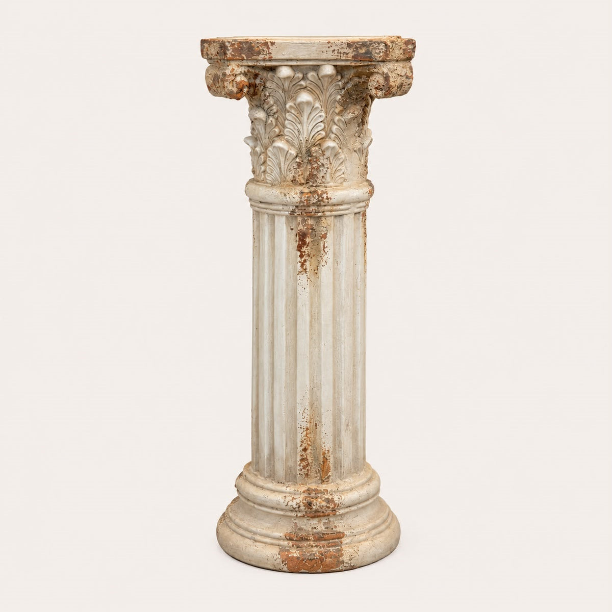Base Capitello Shabby in Resina Bianco Antico H.85 cm