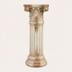 Base Capitello Shabby in Resina Bianco Antico H.85 cm