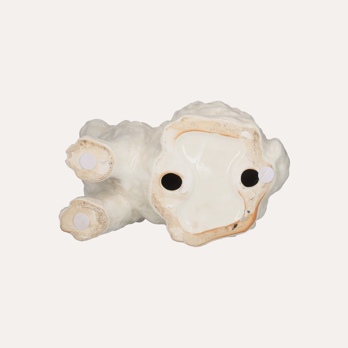 Decorative Rabbit in Ivory Ceramic with Craquelé Effect H.34x25x16 cm