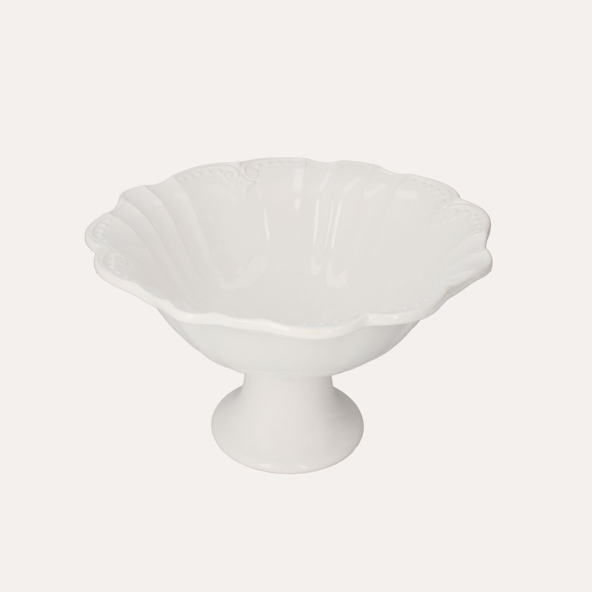 Alzata Coppa in Ceramica Bianca H20xØ32 cm