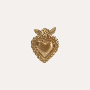 Cuore Sacro con Fiore in Resina Oro 18x13 cm - KeyHome Store