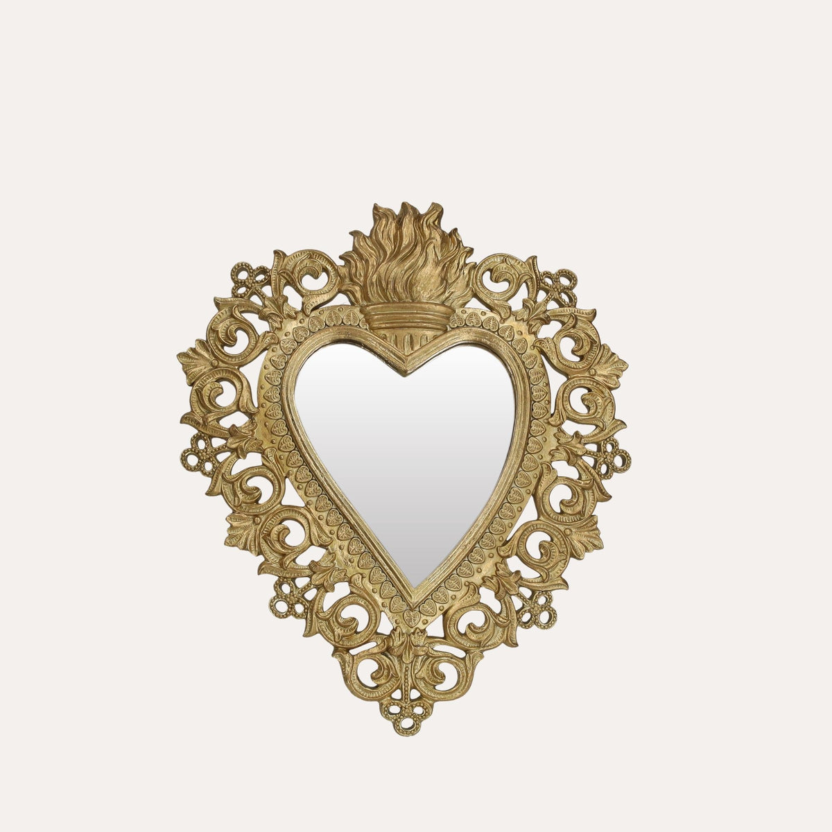 Specchio Cuore con Cornice in Resina Oro 30x25 cm - KeyHome Store