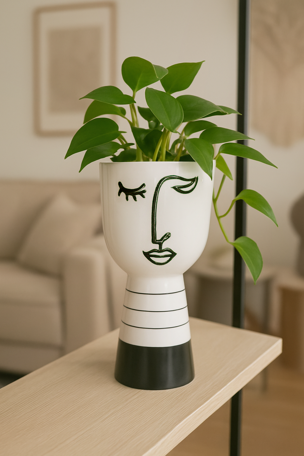 Keramikvase in Form eines weißen abstrakten Kopfes h. 25cm