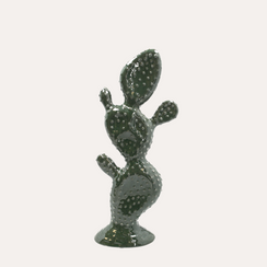 Dekorativer Feigenkaktus aus grüner Keramik, H. 48 x 20 x 10 cm