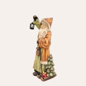 Babbo Natale con Slitta in Resina Verde H.85x47x35 cm - KeyHome Store