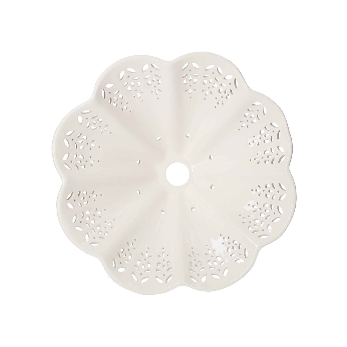 Perforated White Ceramic Lampshade, Rustic Style - 38 cm