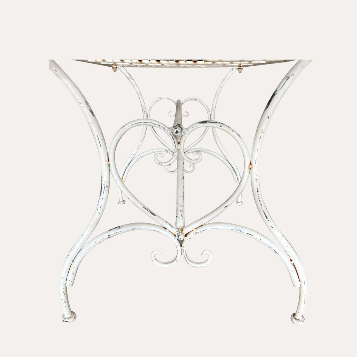 Set da Giardino Antik con Tavolino Fumo e 4 Poltroncine Bianco Anticato
