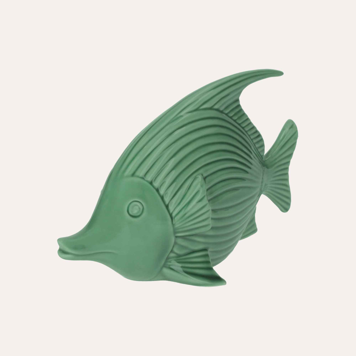 Figurine de poisson élégante en céramique vert brillant