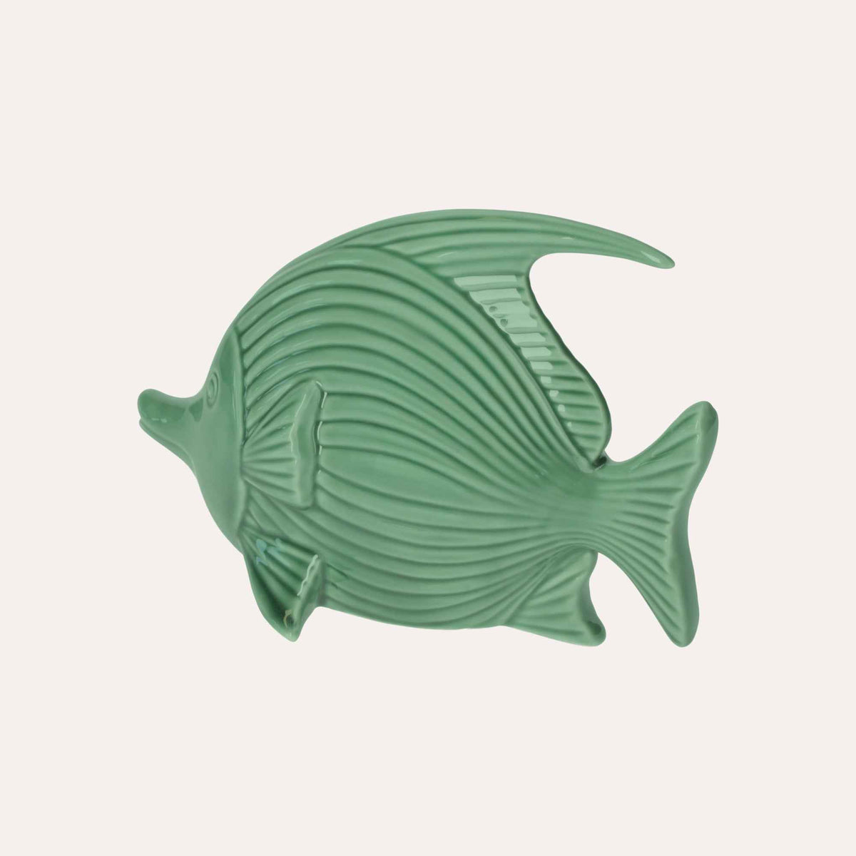 Figurine de poisson élégante en céramique vert brillant