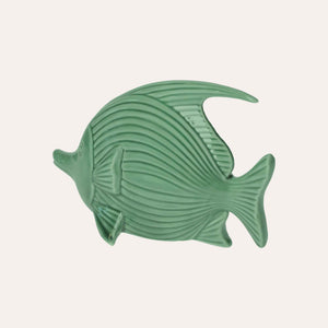 Figurine de poisson élégante en céramique vert brillant