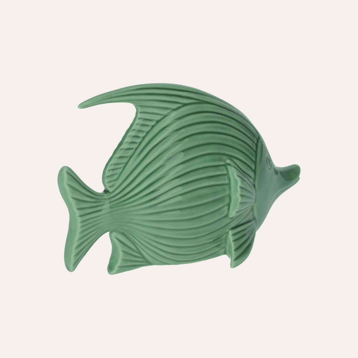 Figurine de poisson élégante en céramique vert brillant