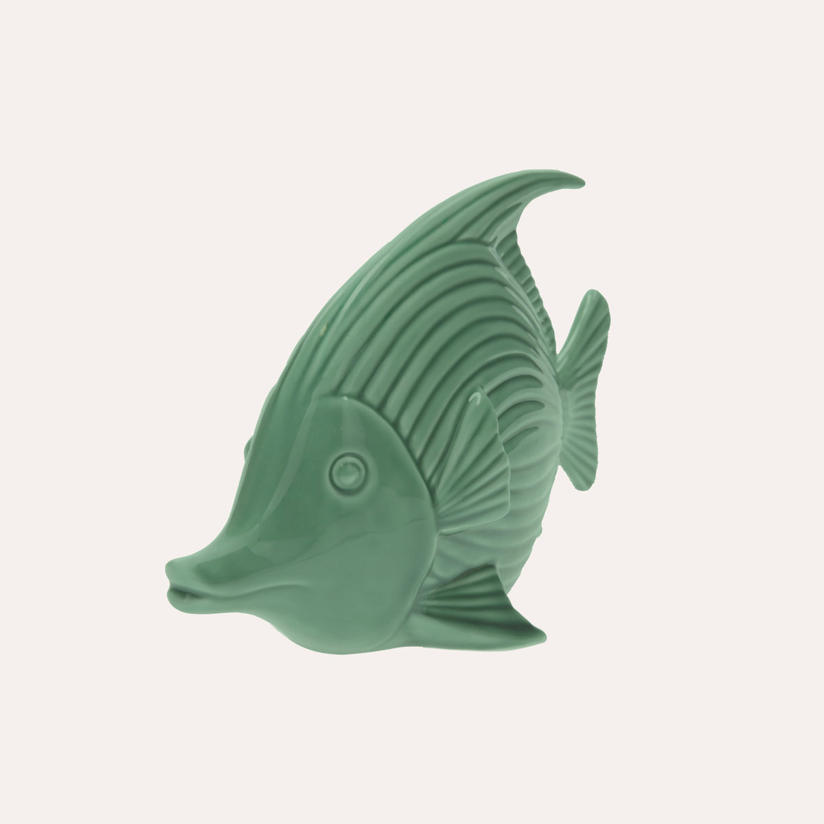 Statuina di Pesce in Ceramica Verde Lucido
