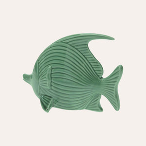 Figurine de poisson élégante en céramique vert brillant