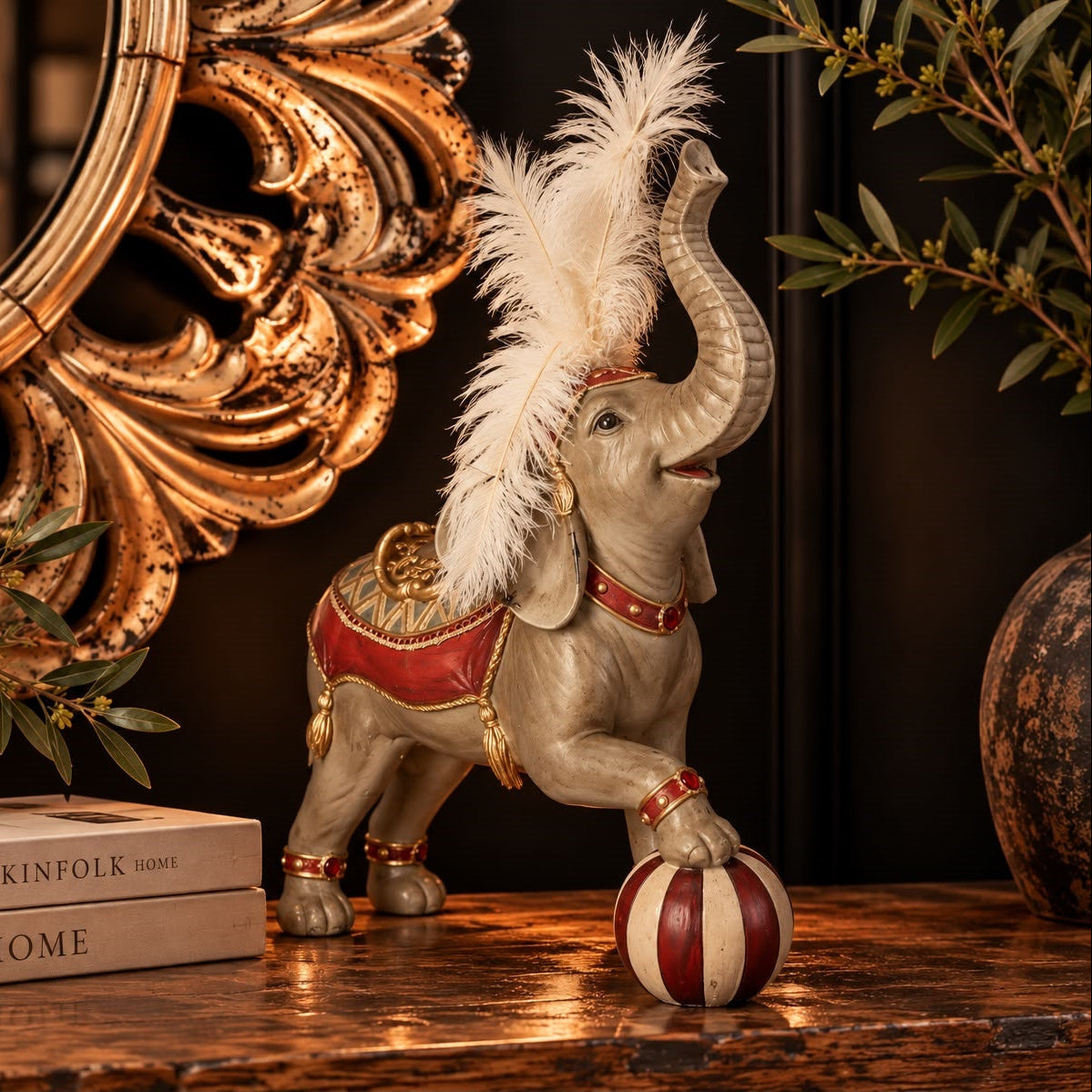 Giostra con Elefante in Resina Grigio H.54x17x17 cm - KeyHome Store