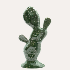 Dekorativer Feigenkaktus aus grüner Keramik, H. 36 x 18 x 9 cm