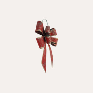 Fiocco Natalizio in Latta Rosso e Oro H.50x37 cm - KeyHome Store