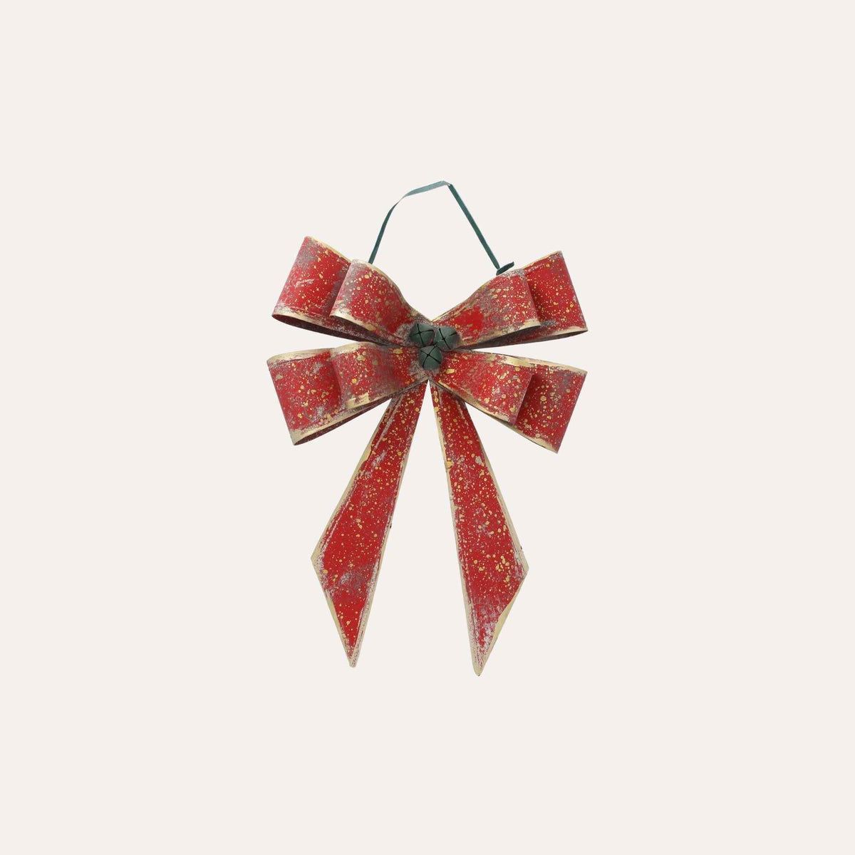 Fiocco Natalizio in Latta Rosso e Oro H.50x37x10 cm