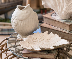 Svuotatasche Foglia in Ceramica Grezza Beige 30x37 cm - KeyHome Store