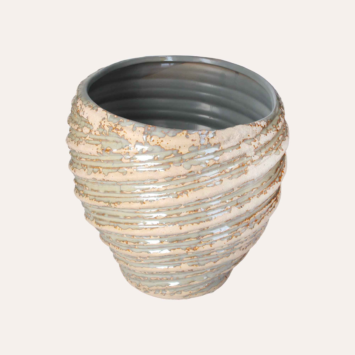 Spiral Vase in Ivory Ceramic with Glitter