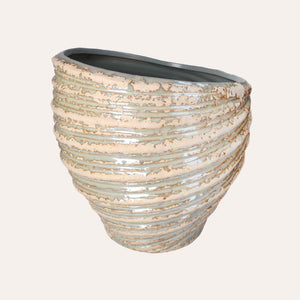 Spiral Vase in Ivory Ceramic with Glitter