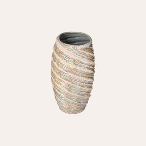 Spiral Vase in Ivory Ceramic with Glitter
