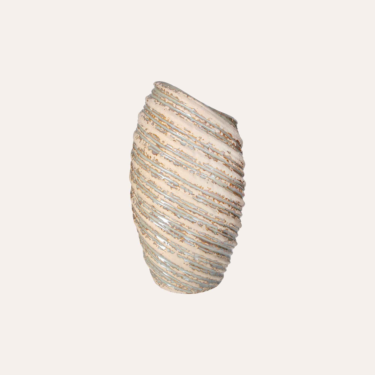 Spiral Vase in Ivory Ceramic with Glitter