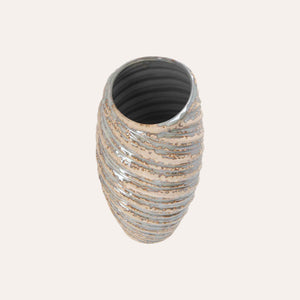Spiral Vase in Ivory Ceramic with Glitter