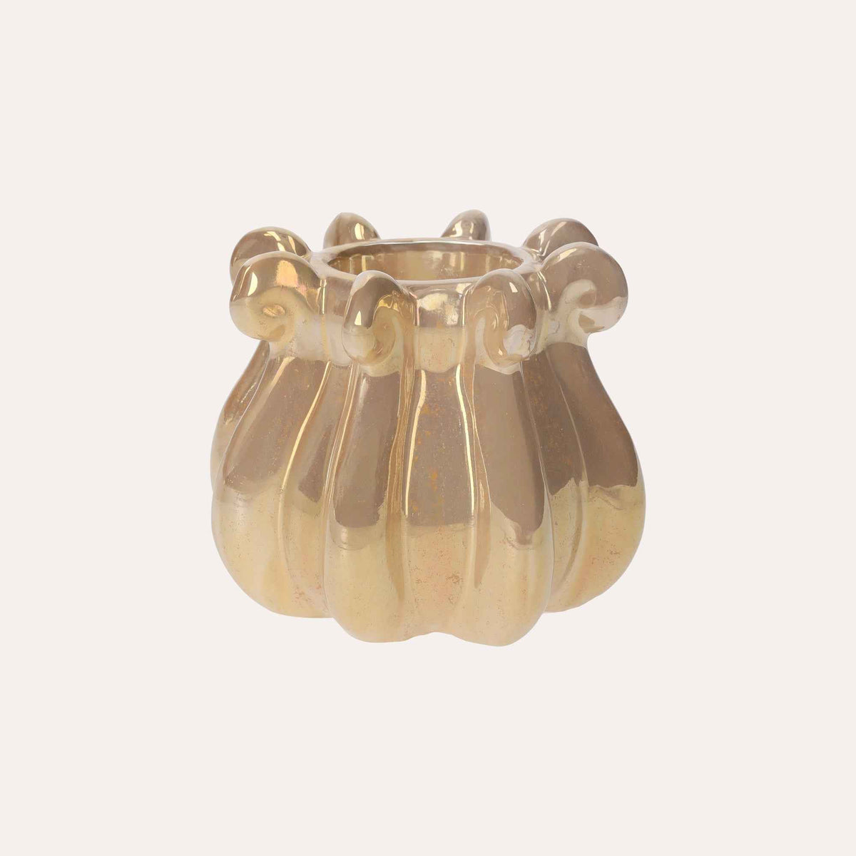 Portacandele Tentacoli in Ceramica Beige Lucido Ø15xH12 cm – Design Modern