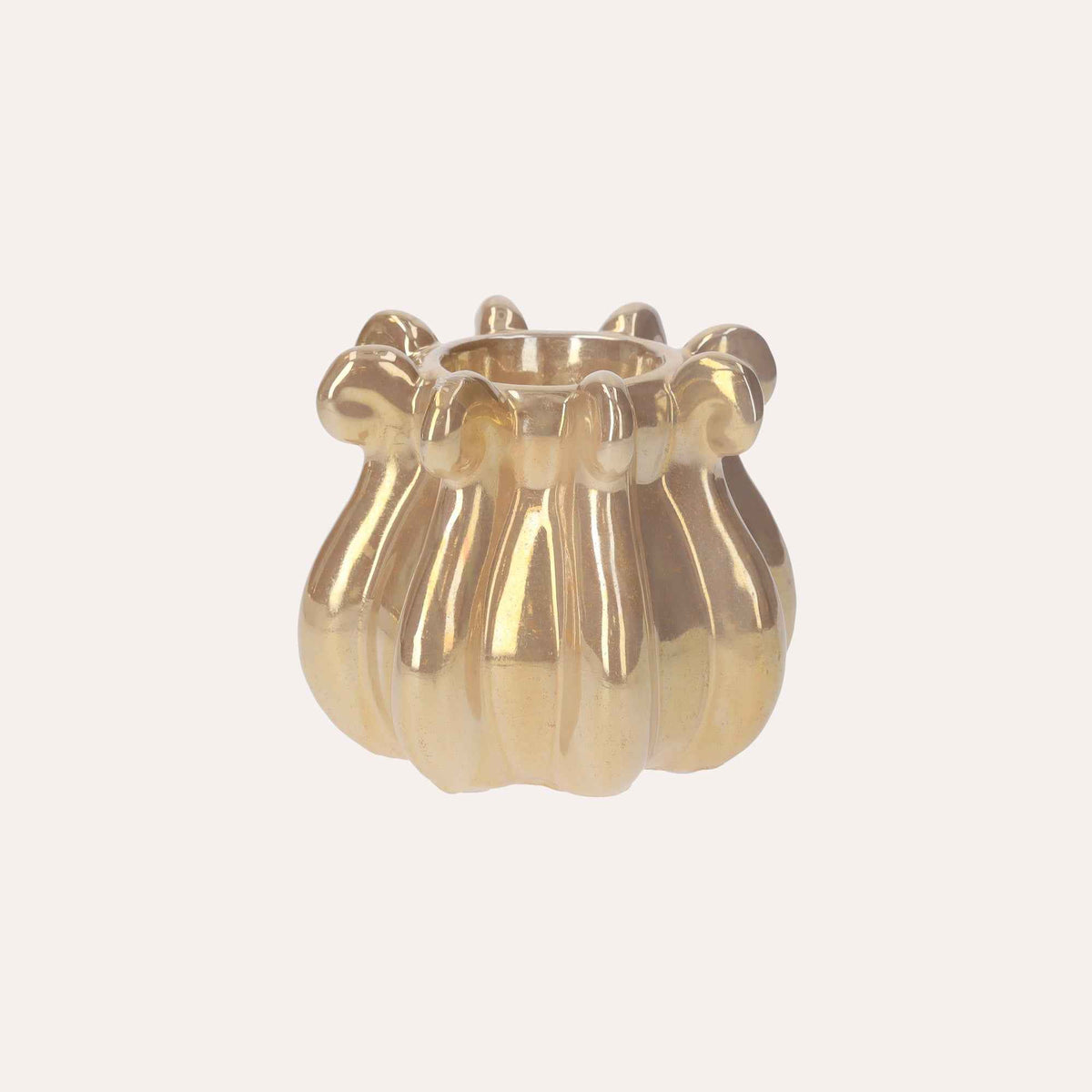 Tentacles Candle Holder in Glossy Beige Ceramic Ø15xH12 cm – Modern Design
