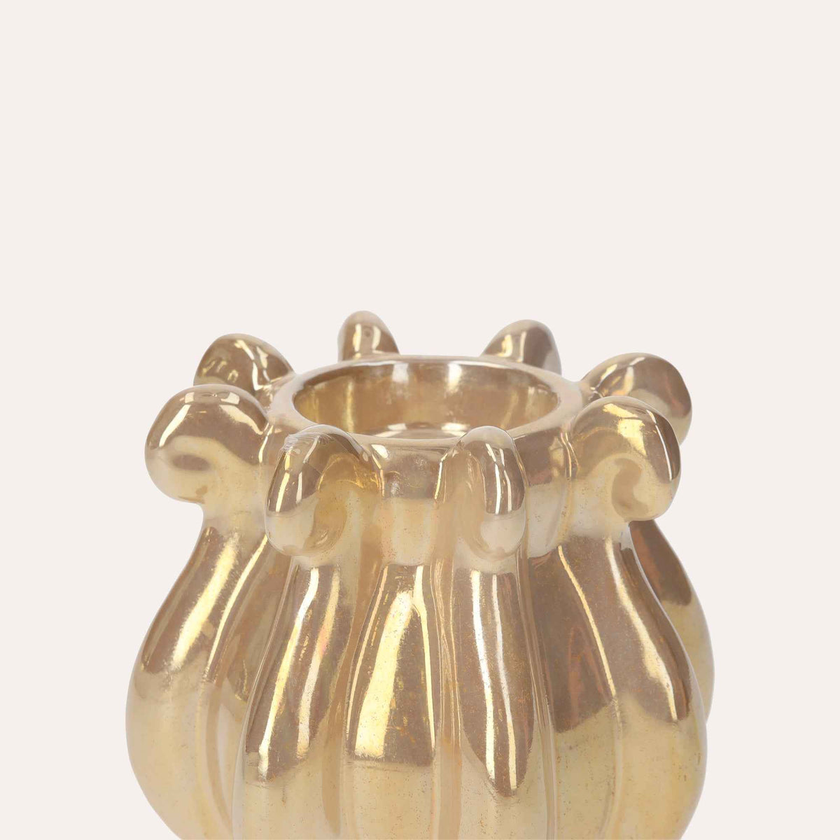 Tentacles Candle Holder in Glossy Beige Ceramic Ø15xH12 cm – Modern Design