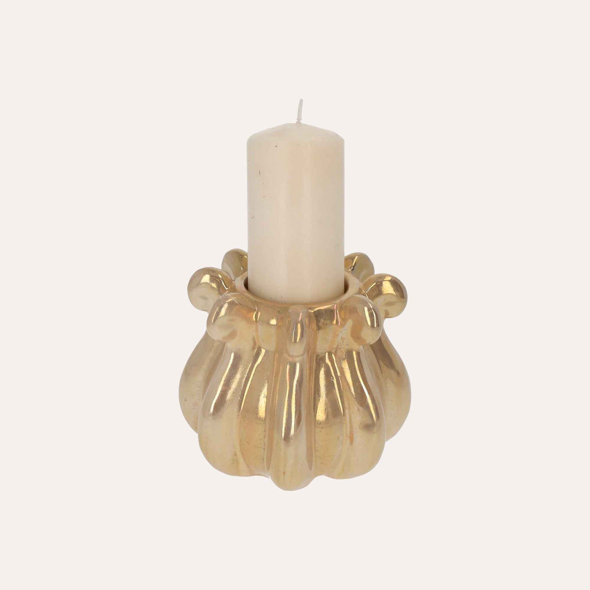 Tentacles Candle Holder in Glossy Beige Ceramic Ø15xH12 cm – Modern Design