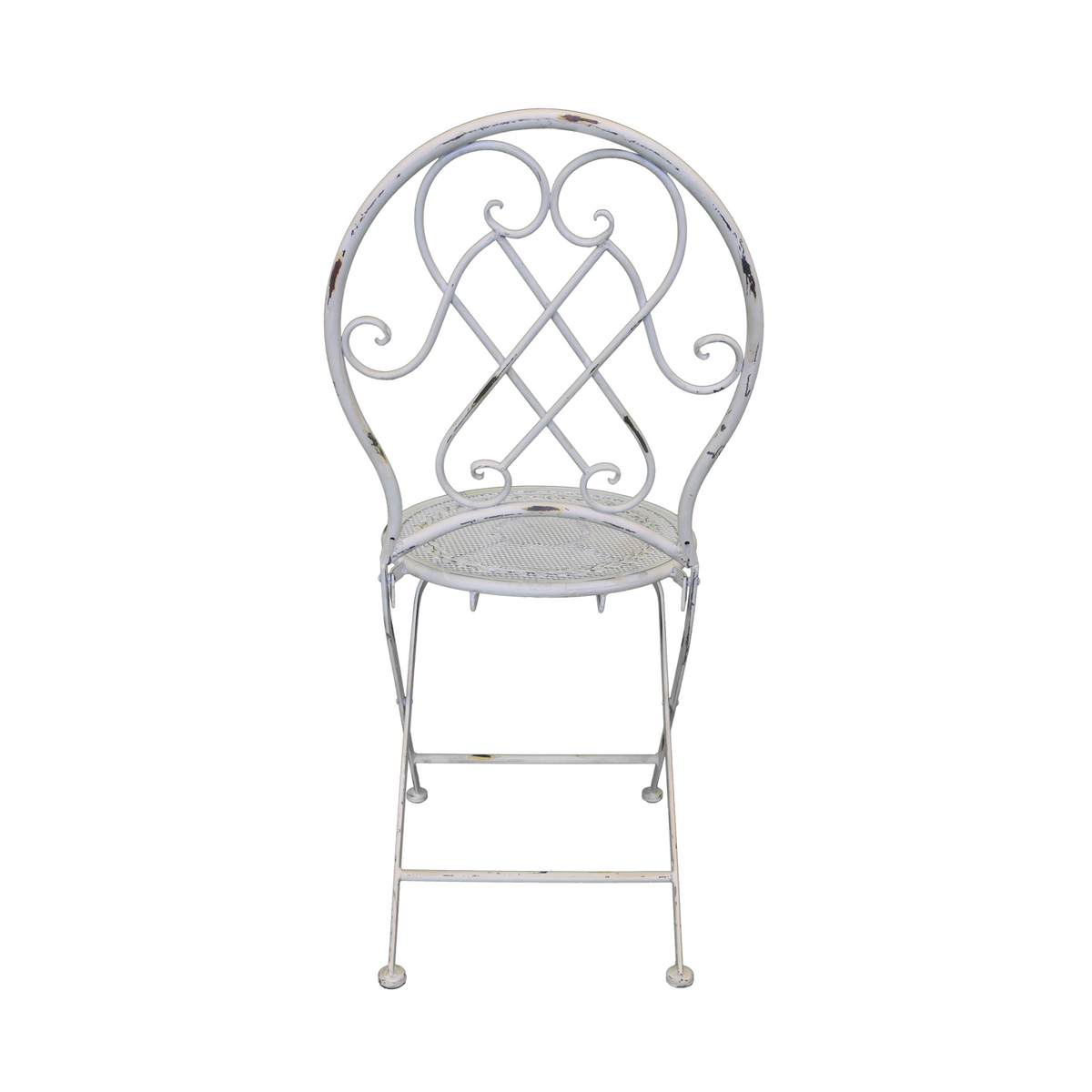 Set da Giardino in Ferro Bianco Anticato Shabby Chic