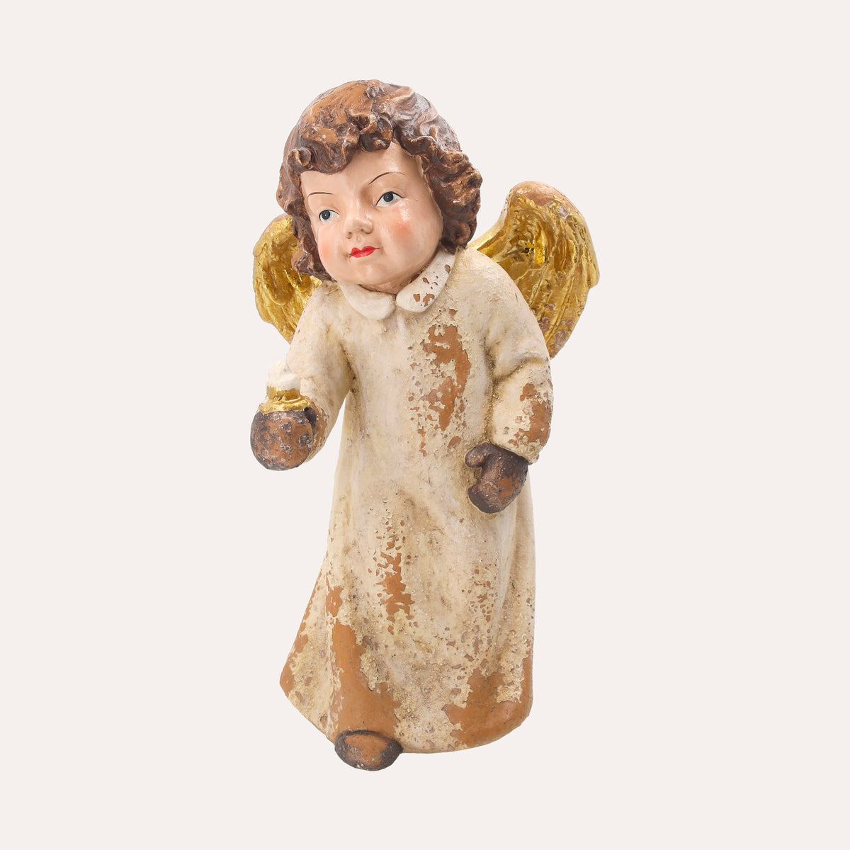 Christmas Angel Sculpture with Resin Candle Holder H. 55cm