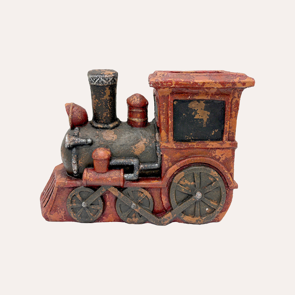 Scultura Trenino Natalizio in Resina Rosso 70x30x52 cm