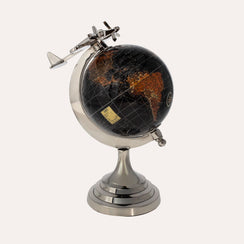 Mappamondo Decorativo con Aereo H. 27 x D. 20 cm