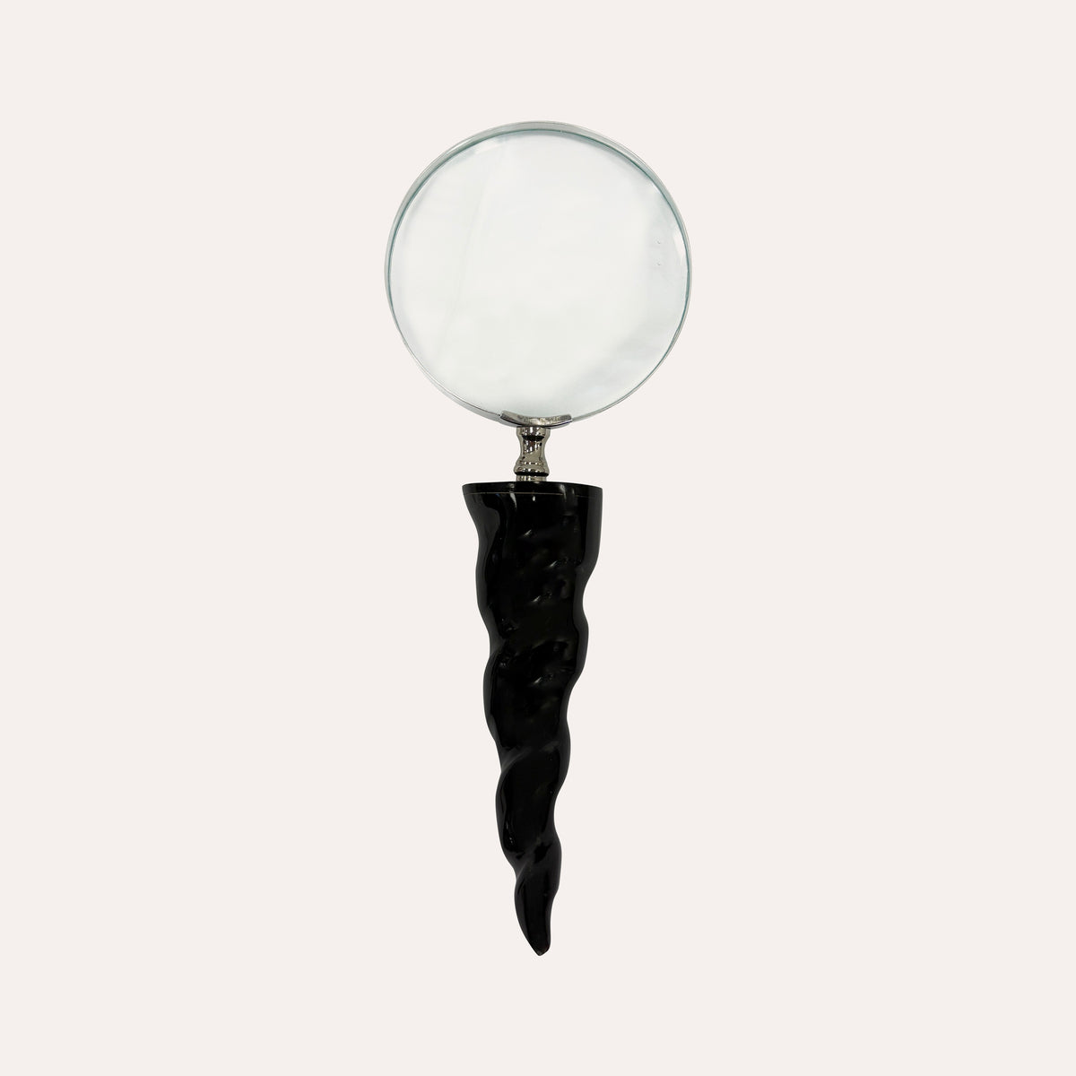 Lente d’ingrandimento con manico in corno nero, 25 x 10 cm
