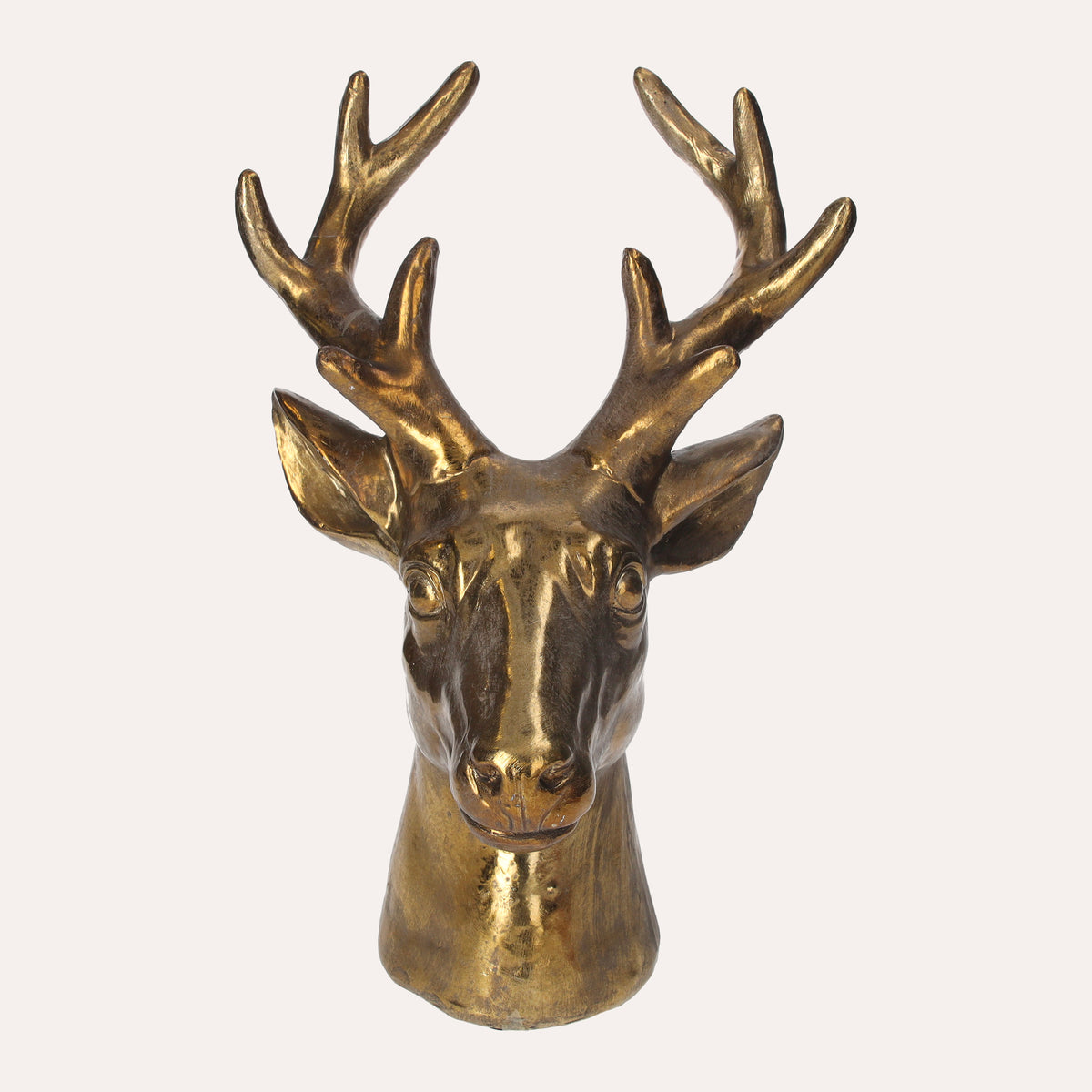 Hirschkopfskulptur aus Goldharz, H. 39 cm
