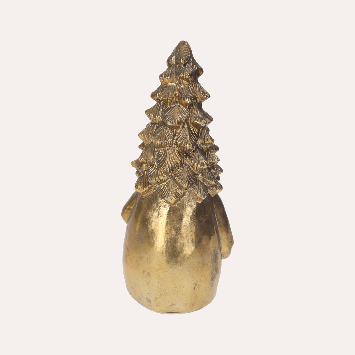 Grande Figurine de Gnome Décorative en Résine Dorée H. 30cm