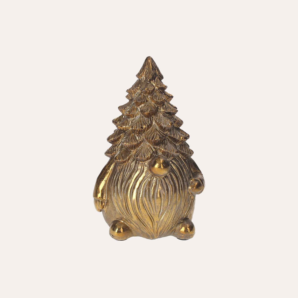 Figurine Basse Décorative Gnome en Résine Dorée H. 23cm