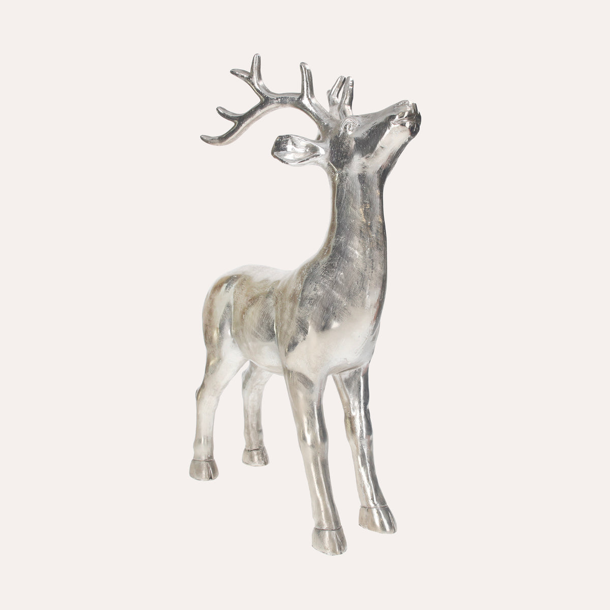 Statue Cerf en Résine Argentée H. 61cm