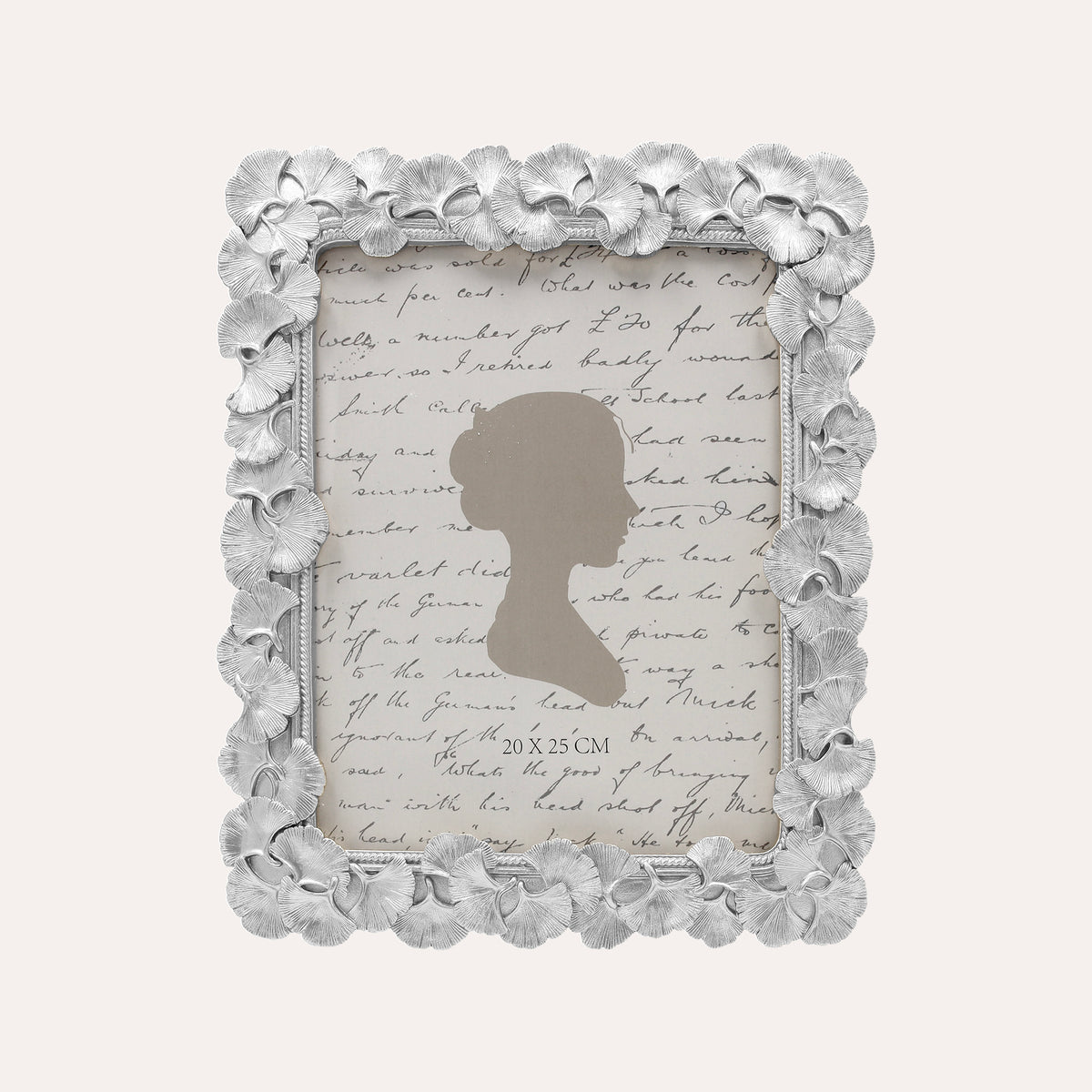 Portafoto Grande Cornice con Motivo Papiri in Argento (27,5x32 cm)