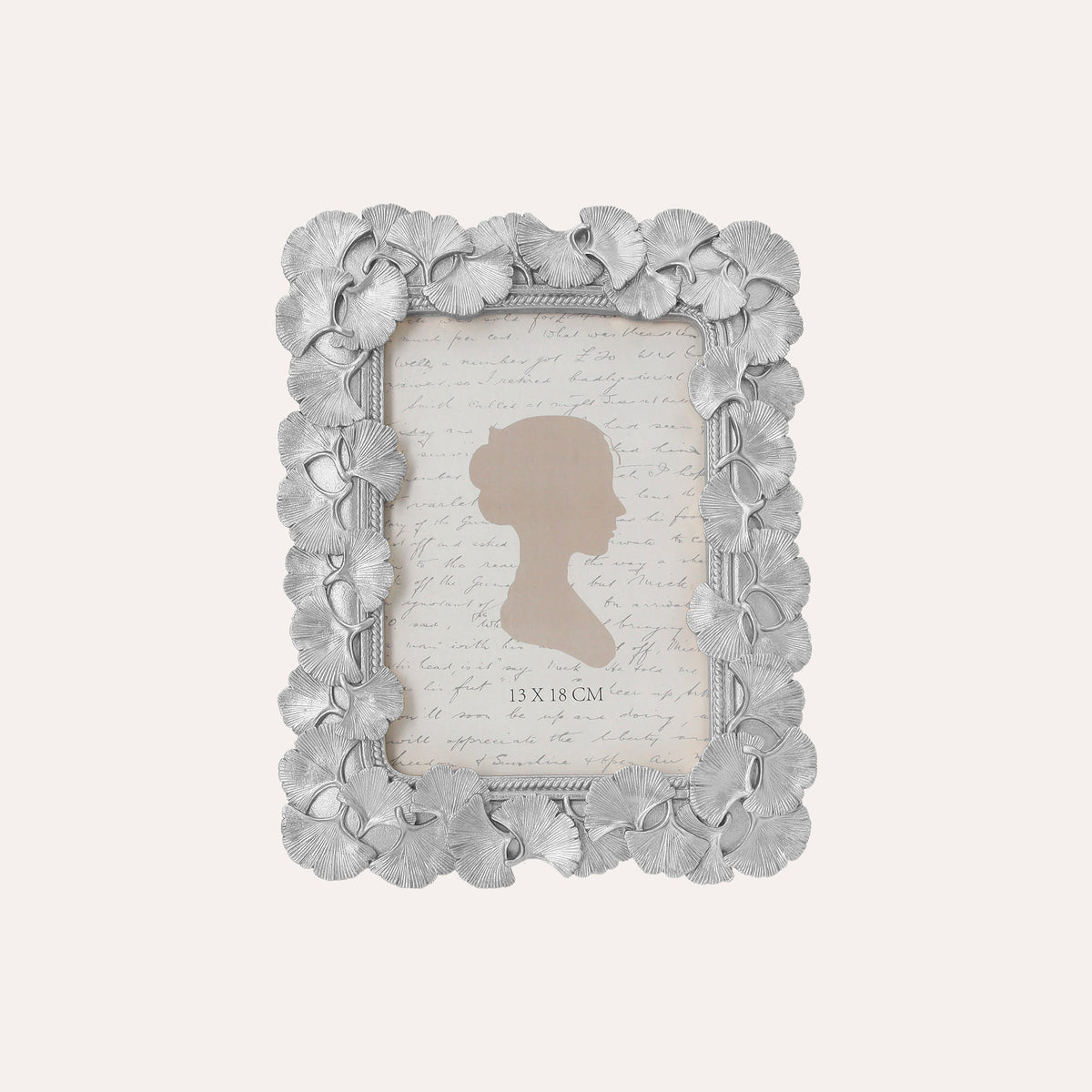 Portafoto Cornice con Motivo Papiri in Finitura Argento (19x25 cm)