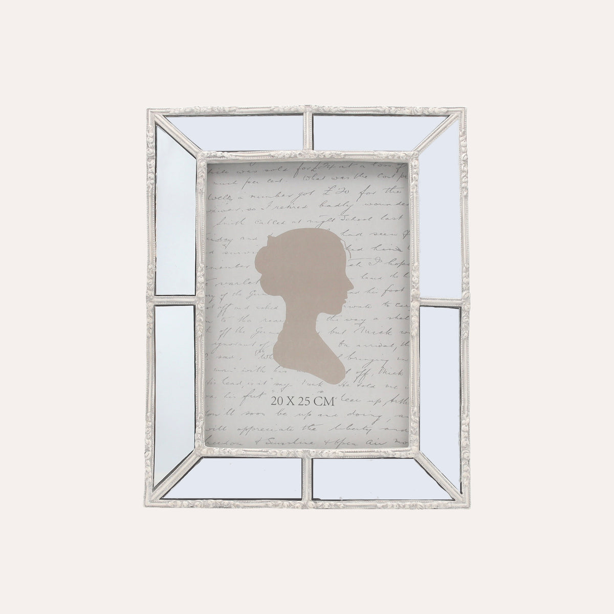 Portafoto Grande Cornice con Effetto Specchiato e Finitura Bianca (24x19 cm)