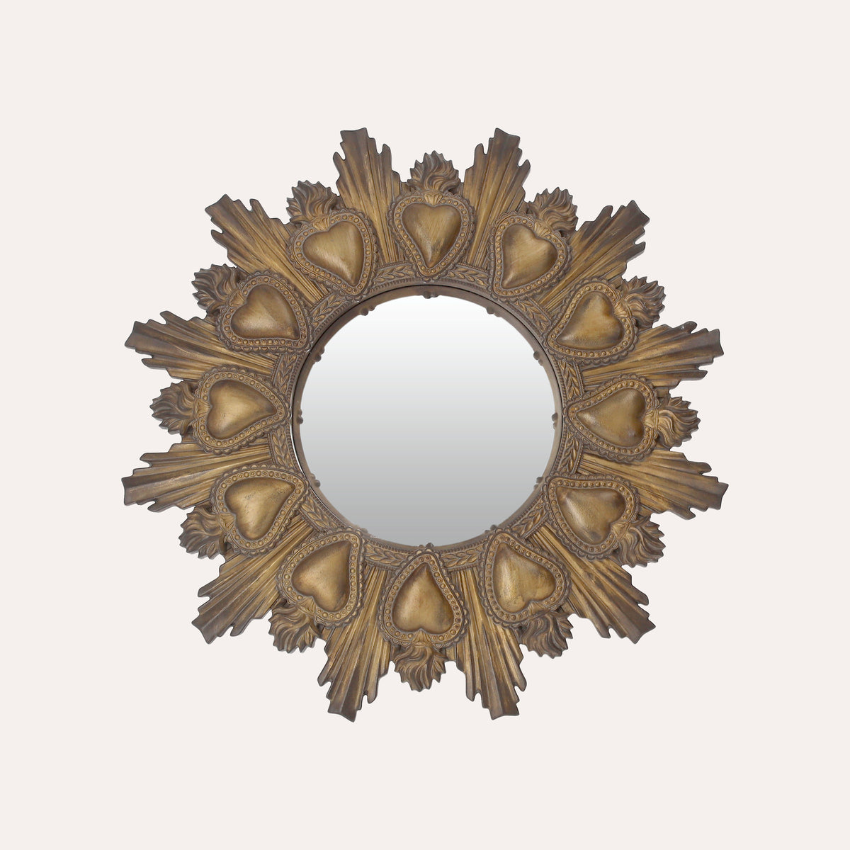 Specchio Rotondo Decorativo in Oro Anticato Ø 26 cm