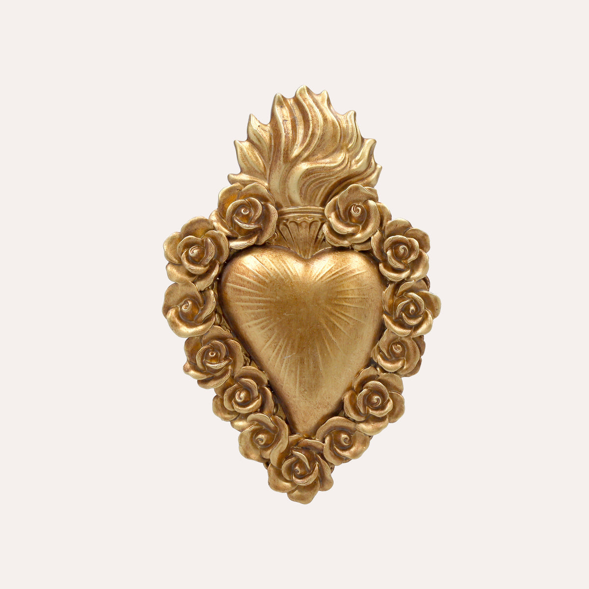 Cuore decorativo con rose in rilievo (17x11 cm)